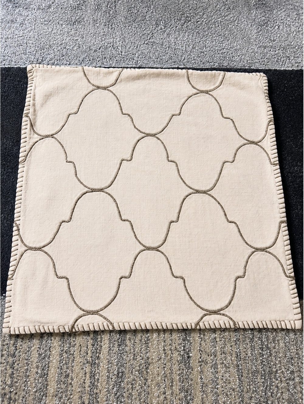 Pottery Barn Beige Decorative Pillow Cover 22x22 Cotton